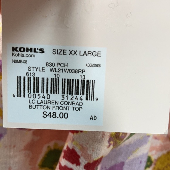 LC Lauren Conrad button down floral print top XXL - Picture 13 of 17